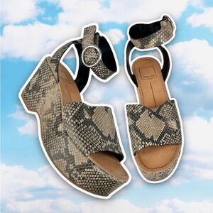 DOLCE VITA Lesly Embossed Snakeskin Platform Wedge Sandals Y2K Chunky Python